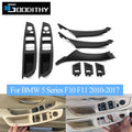 LHD Black Carbon Fiber Car Armrest Switch Panel Door Pull Ha