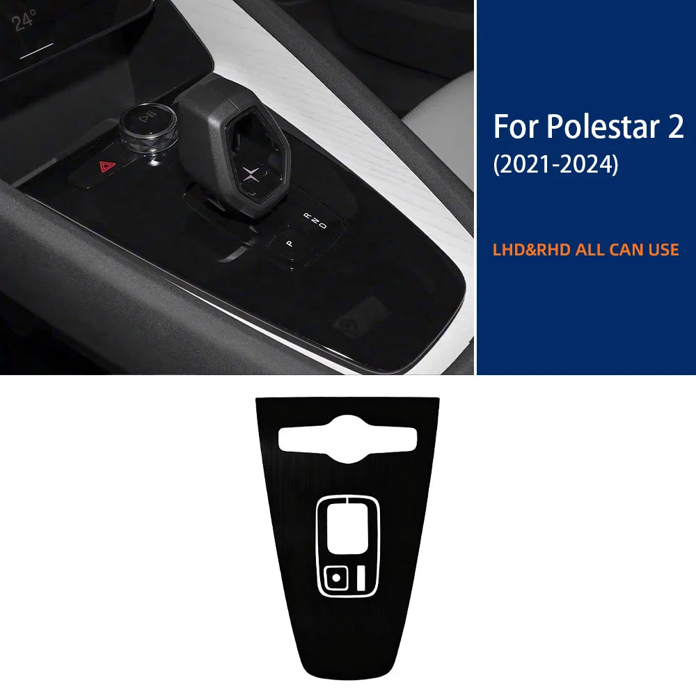 Carbon Fiber 3D Interior PET Wrap Film Gear Shift Trim Sticker For Polestar 2 2021 2022 2023 2024 Car Decor Anti Scratch LHD RHD