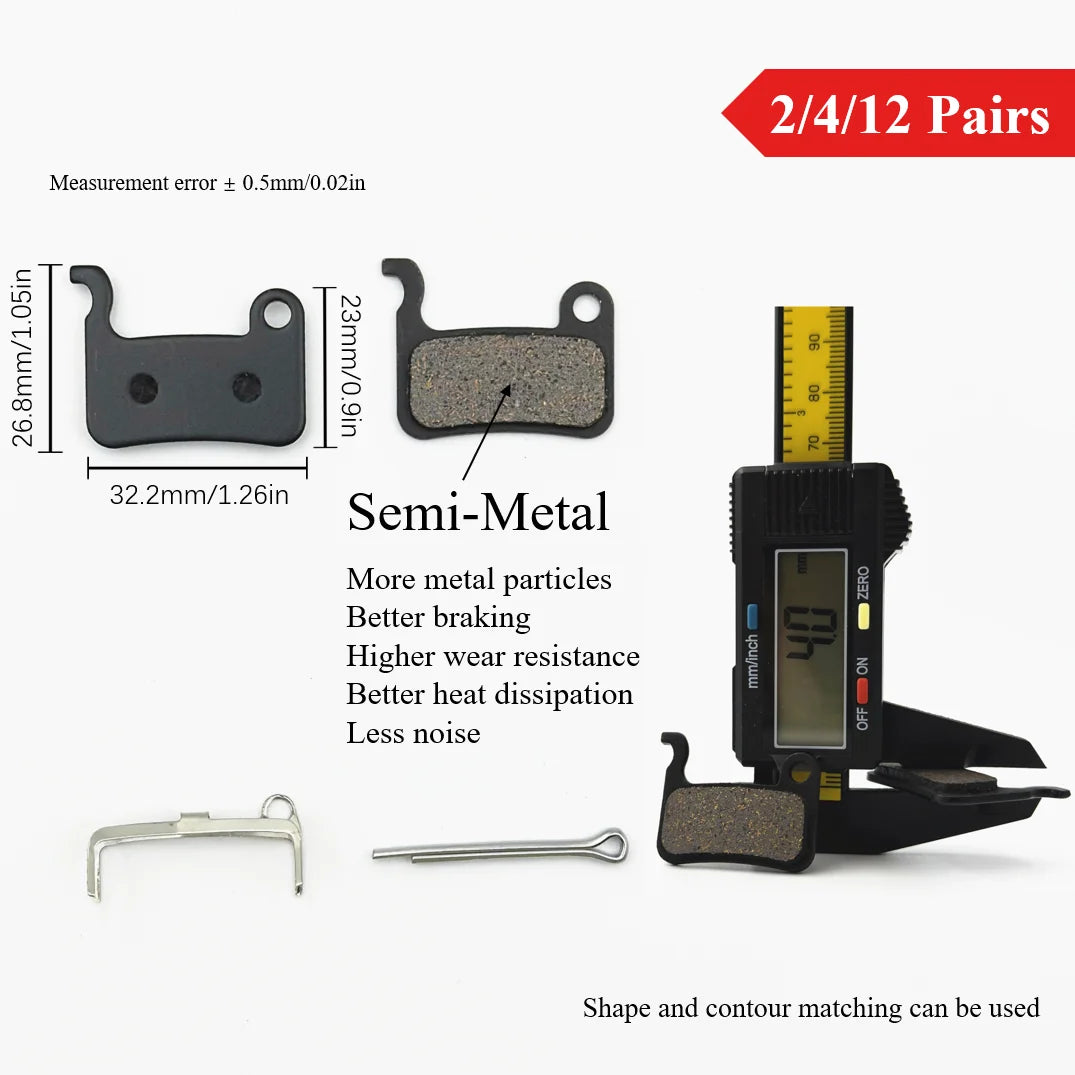 Semi-Metal 2/4/12 Pairs Disc Brake Pads for Mountain Bike fo