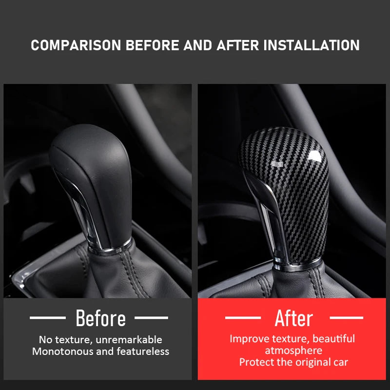 Carbon Car Gear Head Shift Knob Handle Cover Trim Sticker Ac