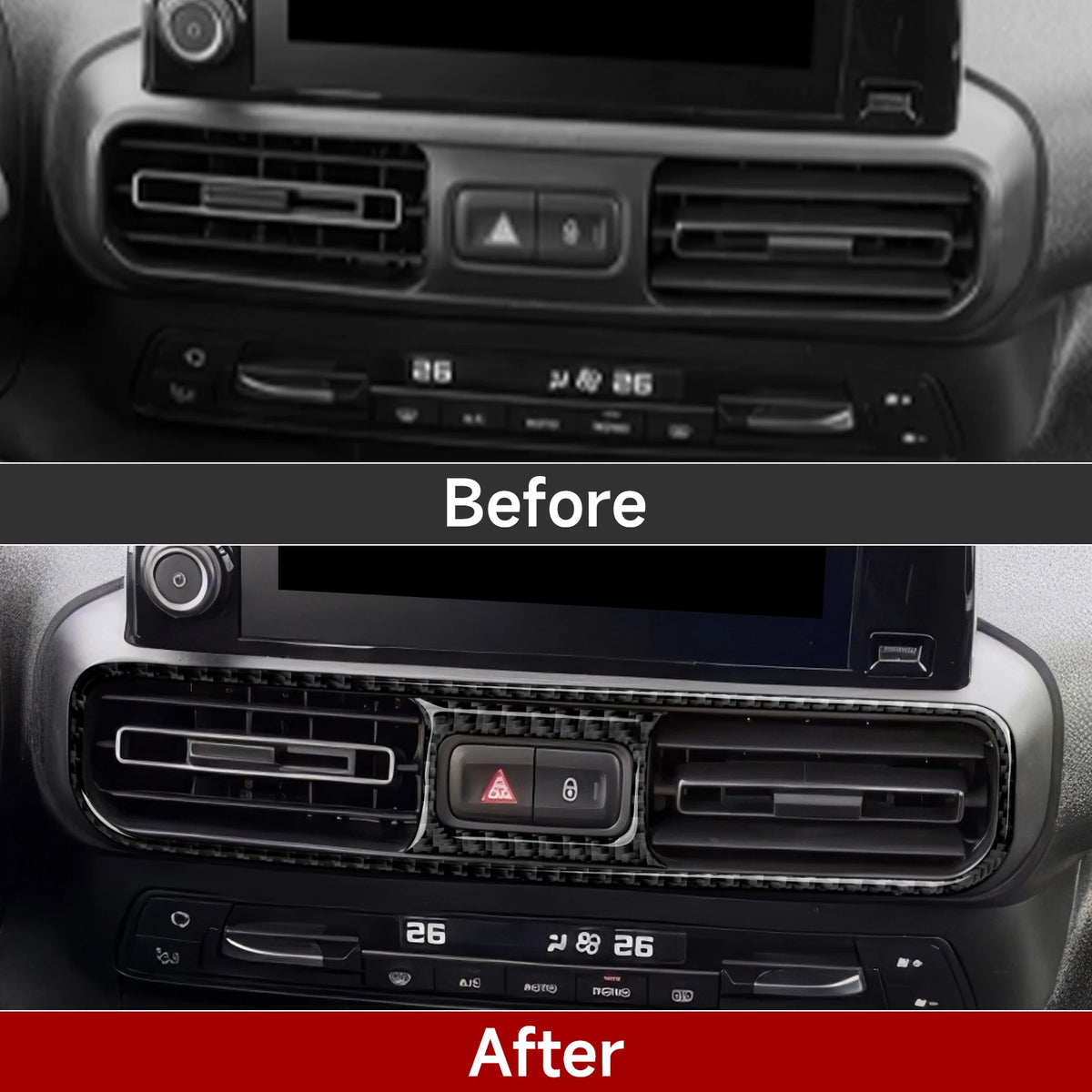 Carbon Fiber Interior Sticker. Car Center Console Side Air O