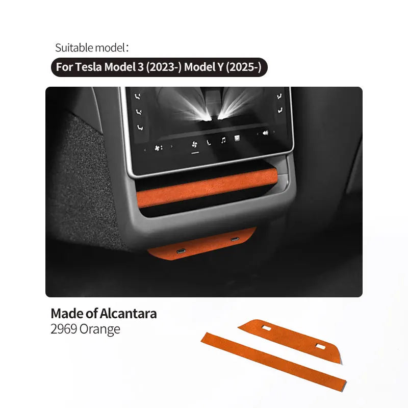 Top Suede For Tesla Model Y Juniper / Model 3 Highland Rear Air Vent Outlet Trim Sticker Anti Scratch Car Interior Accessories