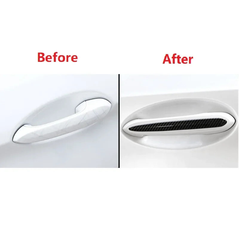 4Pcs/set ABS Car Door Handle Molding Cover Trim Carbon Fiber