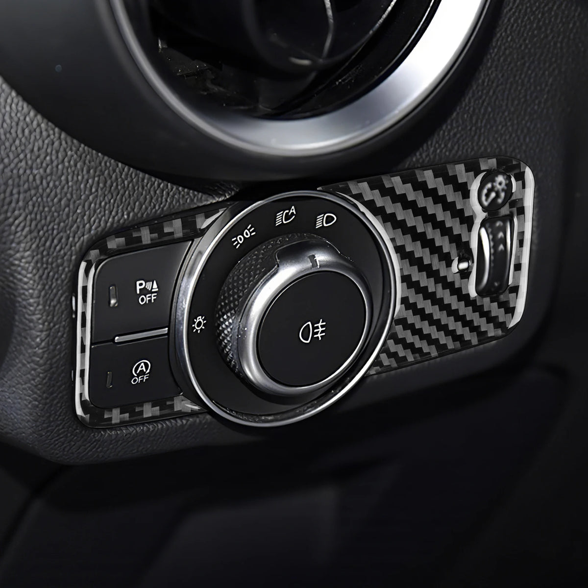Carbon FIber Car Headlight Switch Button Panel Sticker For A