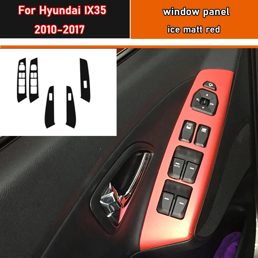 Car Styling Black Carbon Decal Car Window Lift Button Switch Panel Cover Trim Sticker 4 Pcs/Set For Hyundai IX35 2010-2017