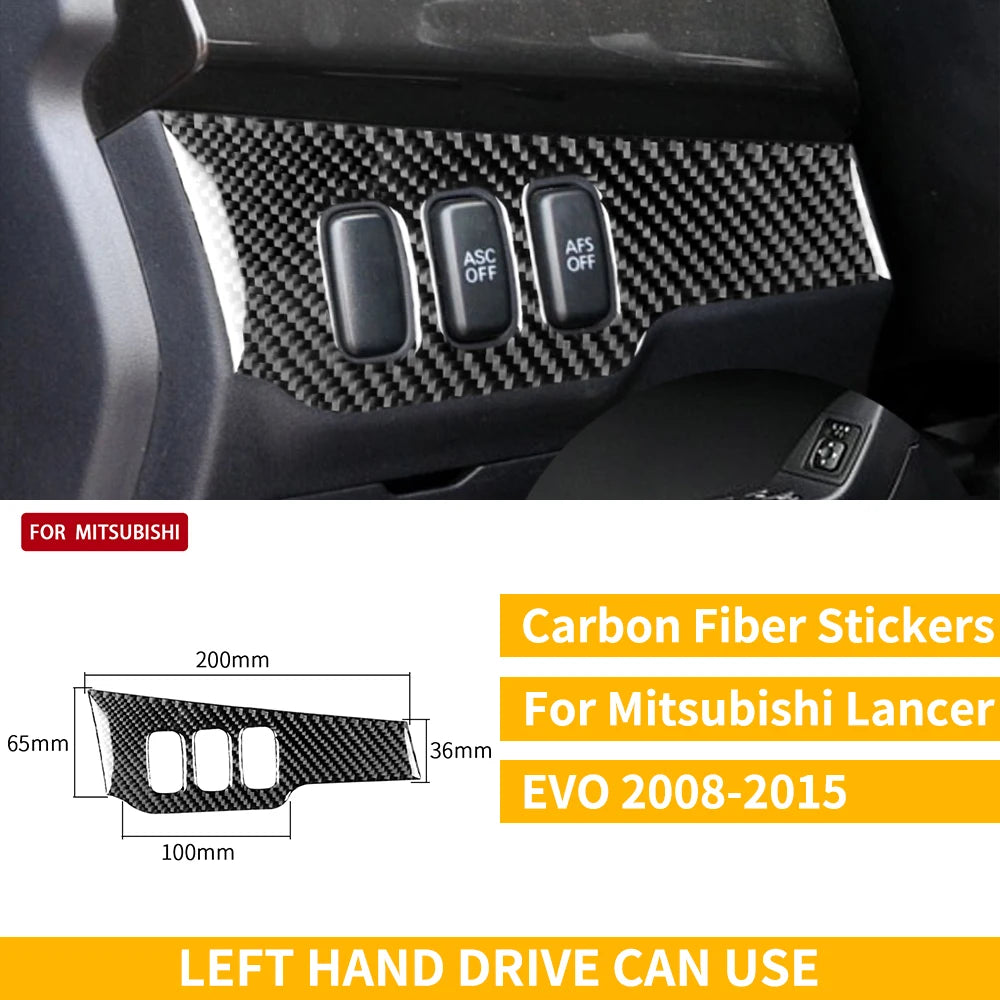 For Mitsubishi Lancer EVO X MR 2008-2015 Carbon Interior Trim Sticker Set Speedometer Window Lifting Storage Car Accessories