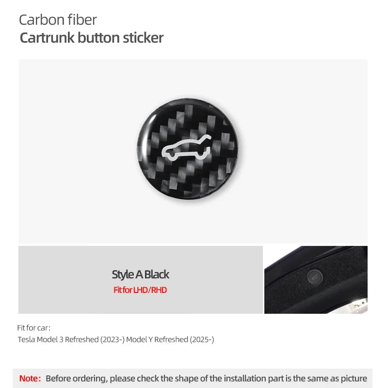 For Tesla Model 3 Highland 2024 Model Y Model 3 Carbon Fiber Car Rear Trunk Button Circle Trim Sticker Tuning Interior Accessory