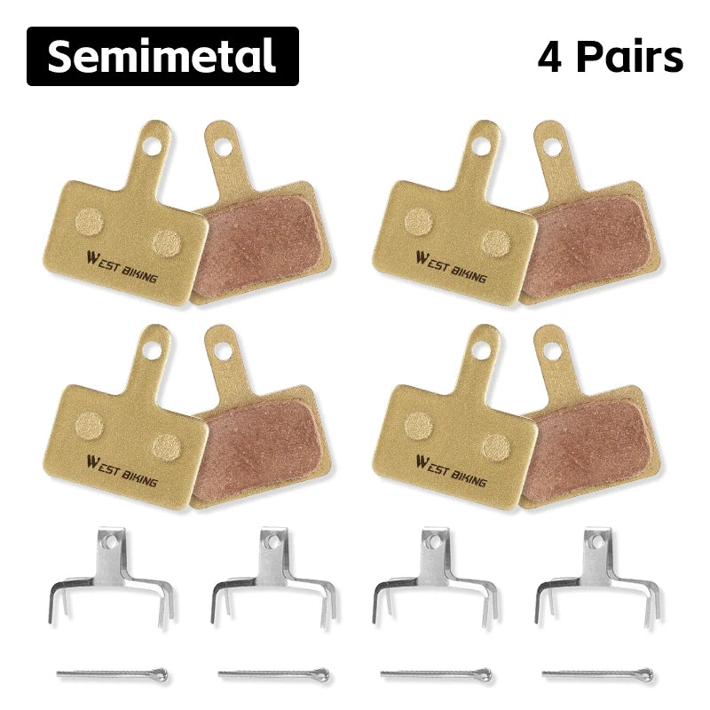 WEST BIKING Bike Brake Pads Copper Semimetal For SHIMANO MT200 M515 C501 1/2/4/6/8 Pairs Wear-resistant Disc Bicycle Brake Pads
