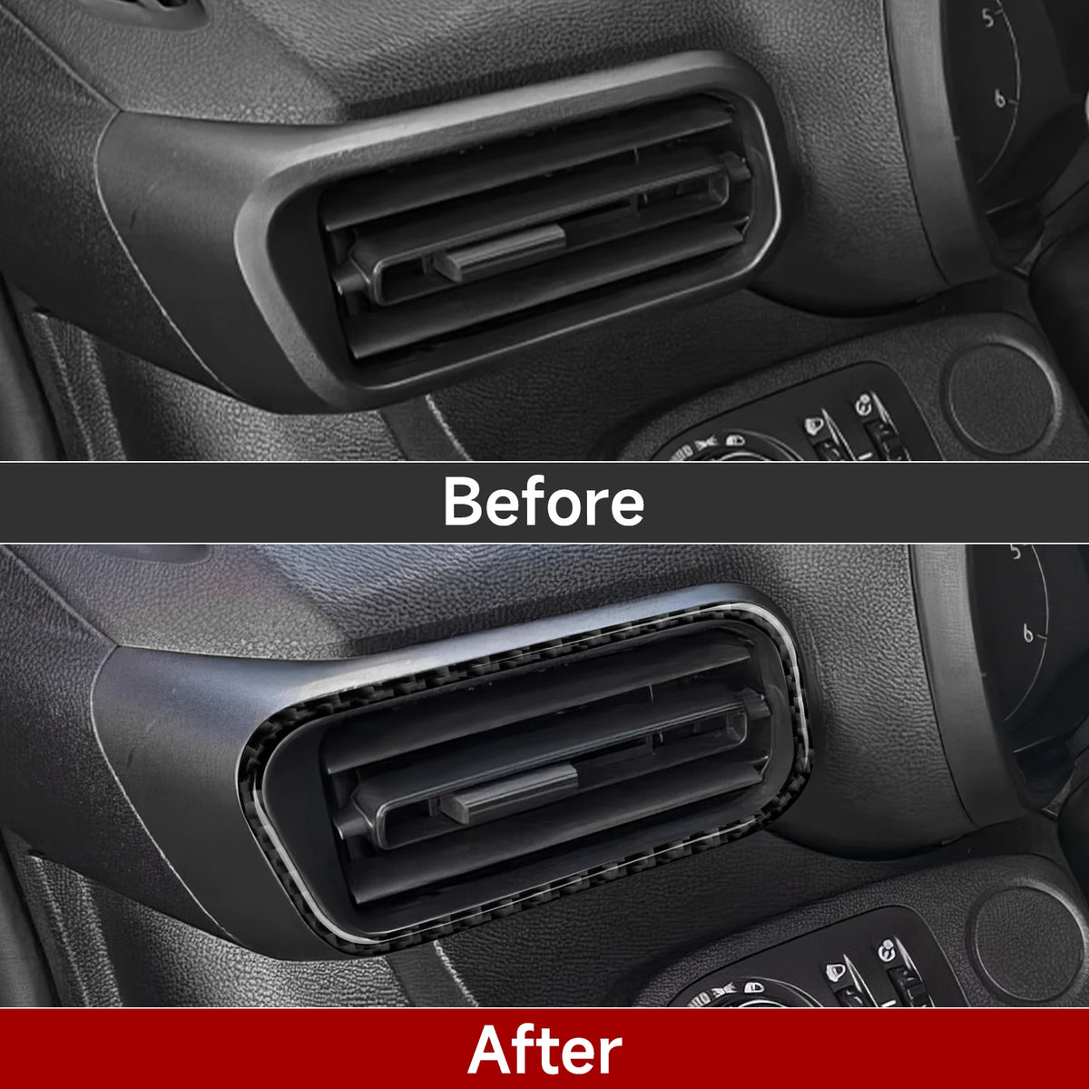 Carbon Fiber Interior Sticker. Car Center Console Side Air O