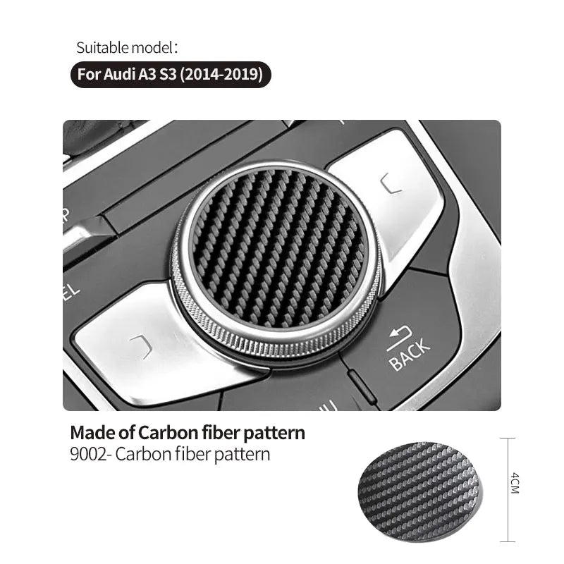 For Audi 8V A3 S3 (2014-2019) Sport Car Multimedia Button Knob Cover Trim Sticker Anti Scratch Carbon Fiber Interior Accessories