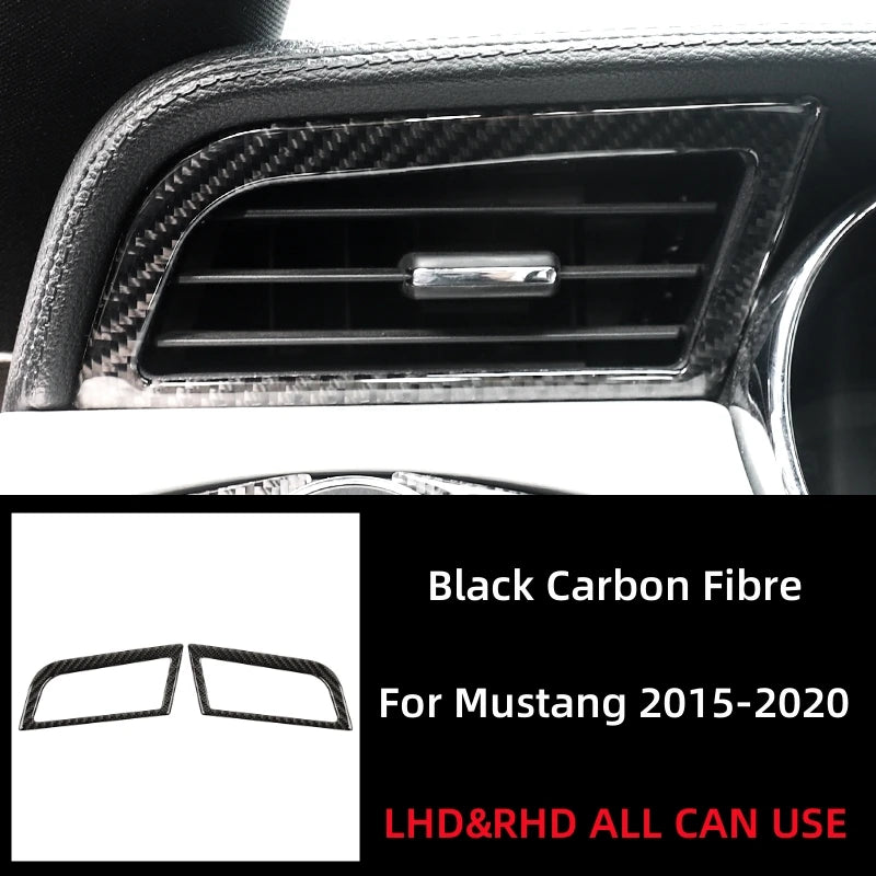 For Ford Mustang GT 2015-2021 Carbon Fiber Auto Dashboard Left and Right Air Vents Trim Stickers Frame Car Interior Accessories