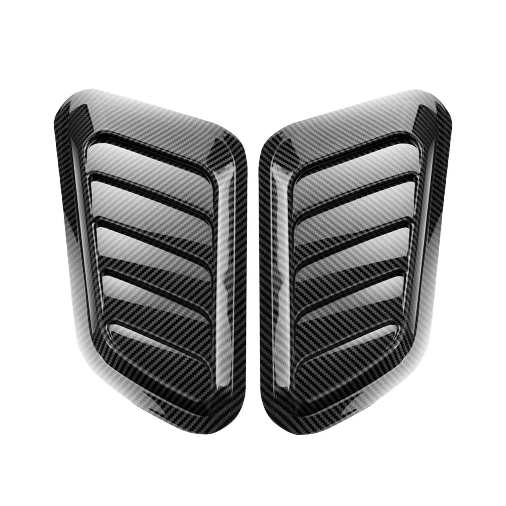 Universal Car Hood Scoop Carbon Fiber Air Intake Vent Cover 2PCS DIY Decorative Exterior Trim Styling Automotive Upgrade