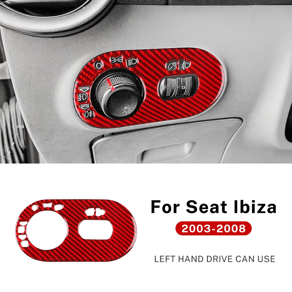 Real Soft Carbon Fiber Sticker For Seat Ibiza/Cordoba 6L 2003 2004 2005 2006 2007 2008 LHD Car Headlight Switch Trim Accessories