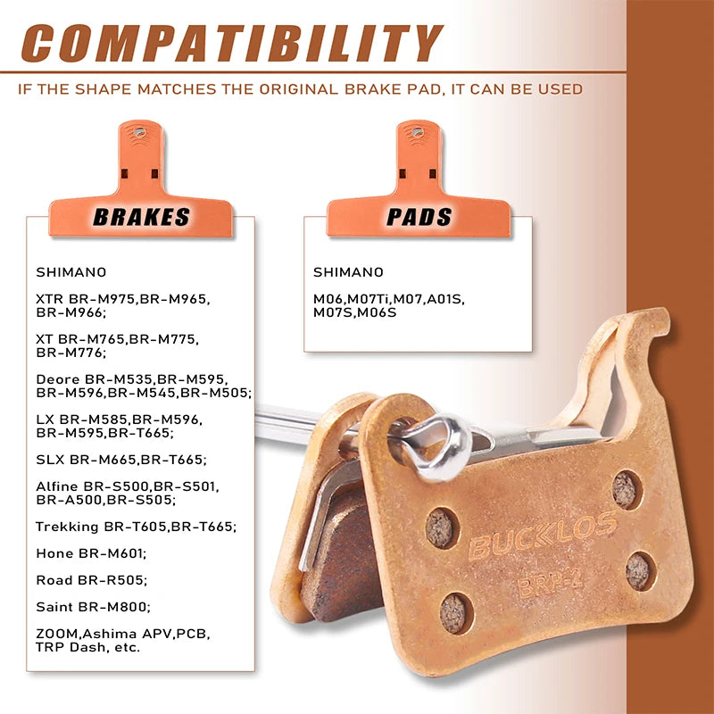 BUCKLOS Sintered-Metal MTB Brake Pads for M06 M07 Bicycle Hy