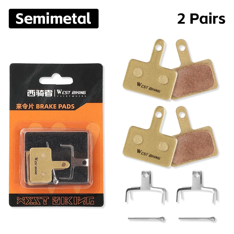 WEST BIKING Bike Brake Pads Copper Semimetal For SHIMANO MT200 M515 C501 1/2/4/6/8 Pairs Wear-resistant Disc Bicycle Brake Pads