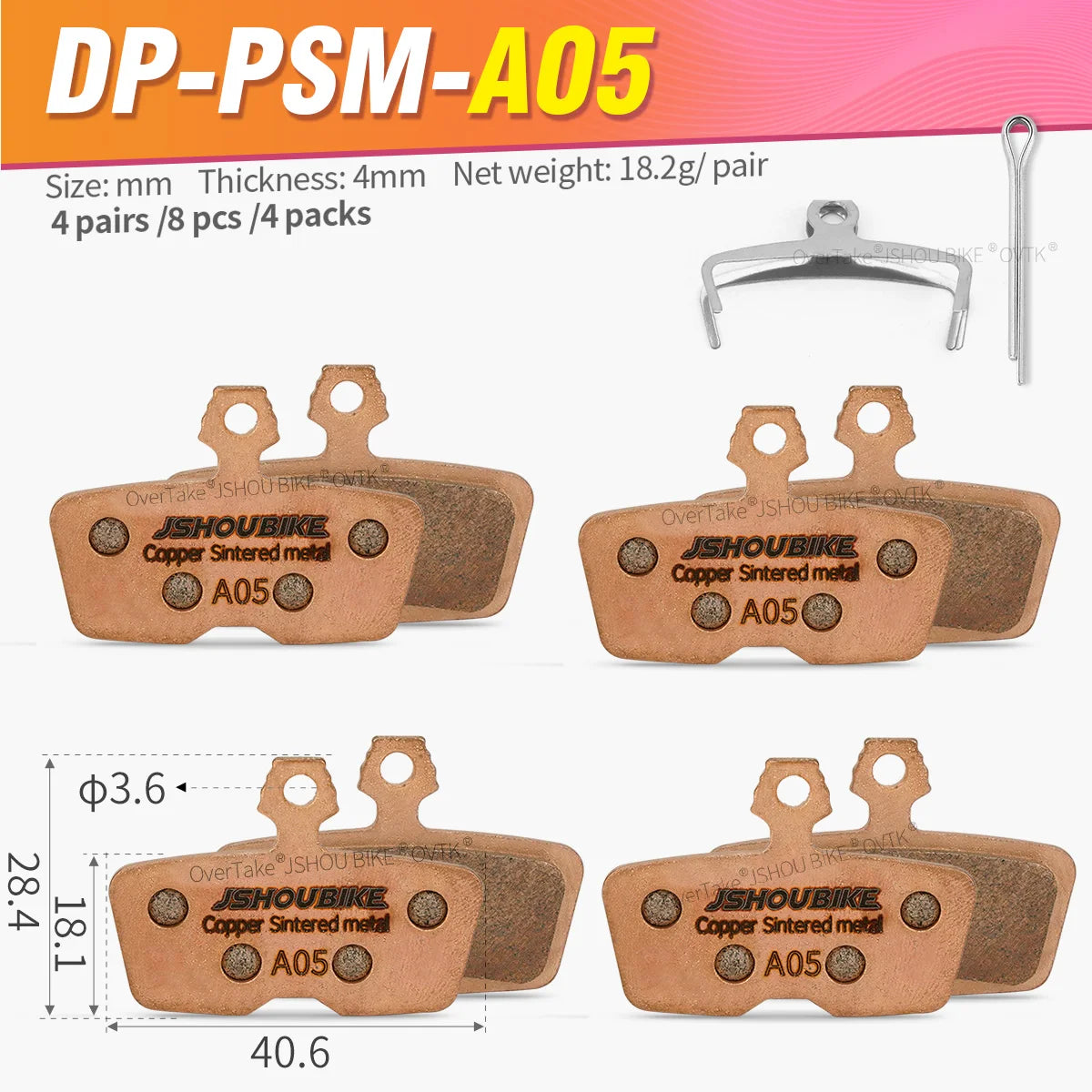JSHOUBIKE 1/2/4/6/8/10 Pairs Sintered Metal Hydraulic Brake 