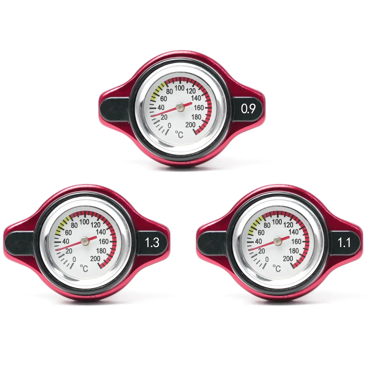 Red Thermo Radiator Cap Tank Cover Water Temperature Gauge w