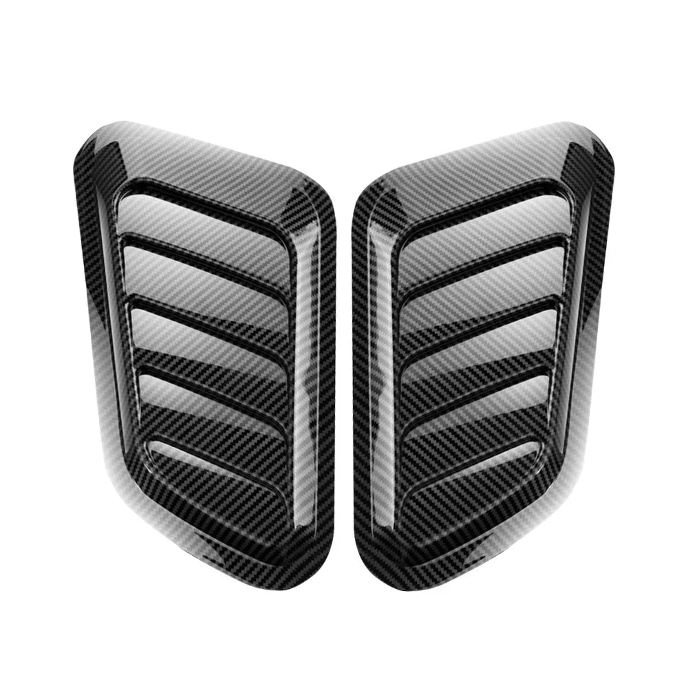 Universal Carbon Fiber Universal Car Hood Scoop Air Intake Fast Flow Vent Decorative Trim Styling 2PCS Exterior Decoration