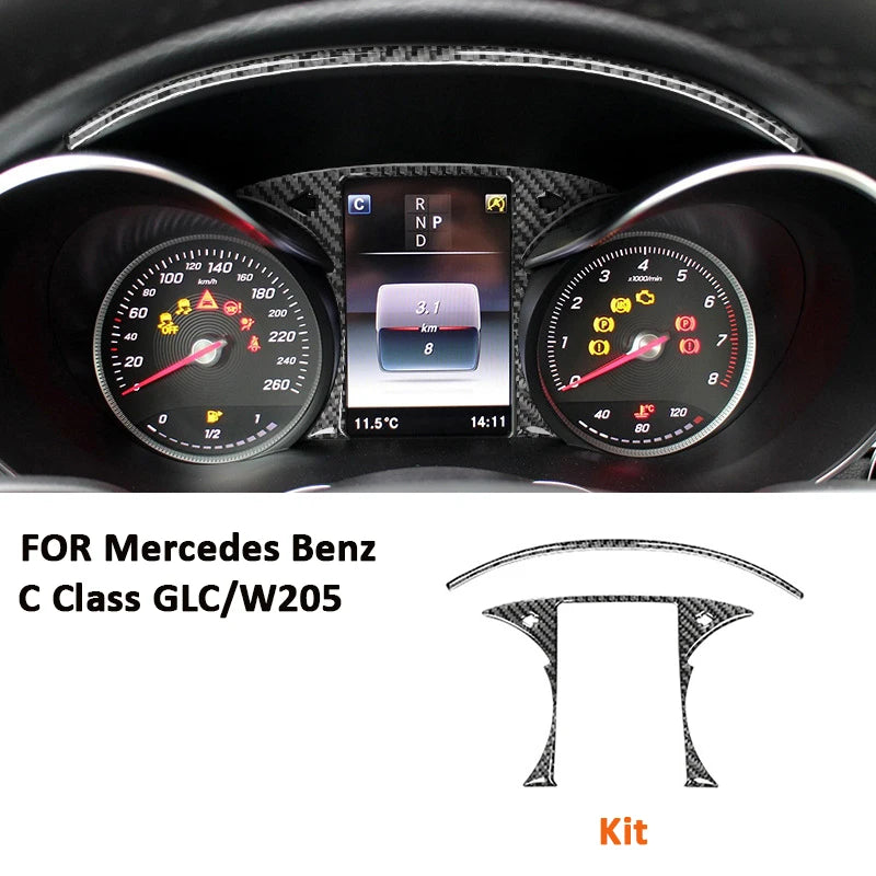 Carbon Fiber Car Instrument Screen Panel Trim Frame Interior Decoration Sticker For Mercedes Benz 2016-2019 C Class GLC W205