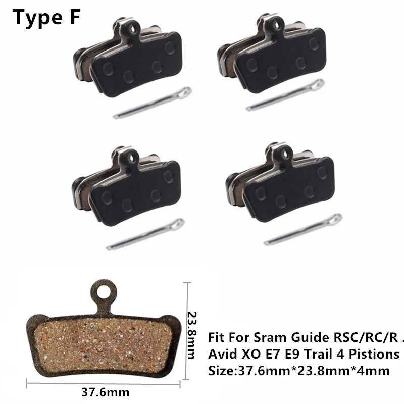 4Pairs Bike MTB Semi-Metallic Disc Brake Pads For Shimano B01S G01S A01S XTR XT SLX Deore Sram Guide Level HRD Red Etap Magura