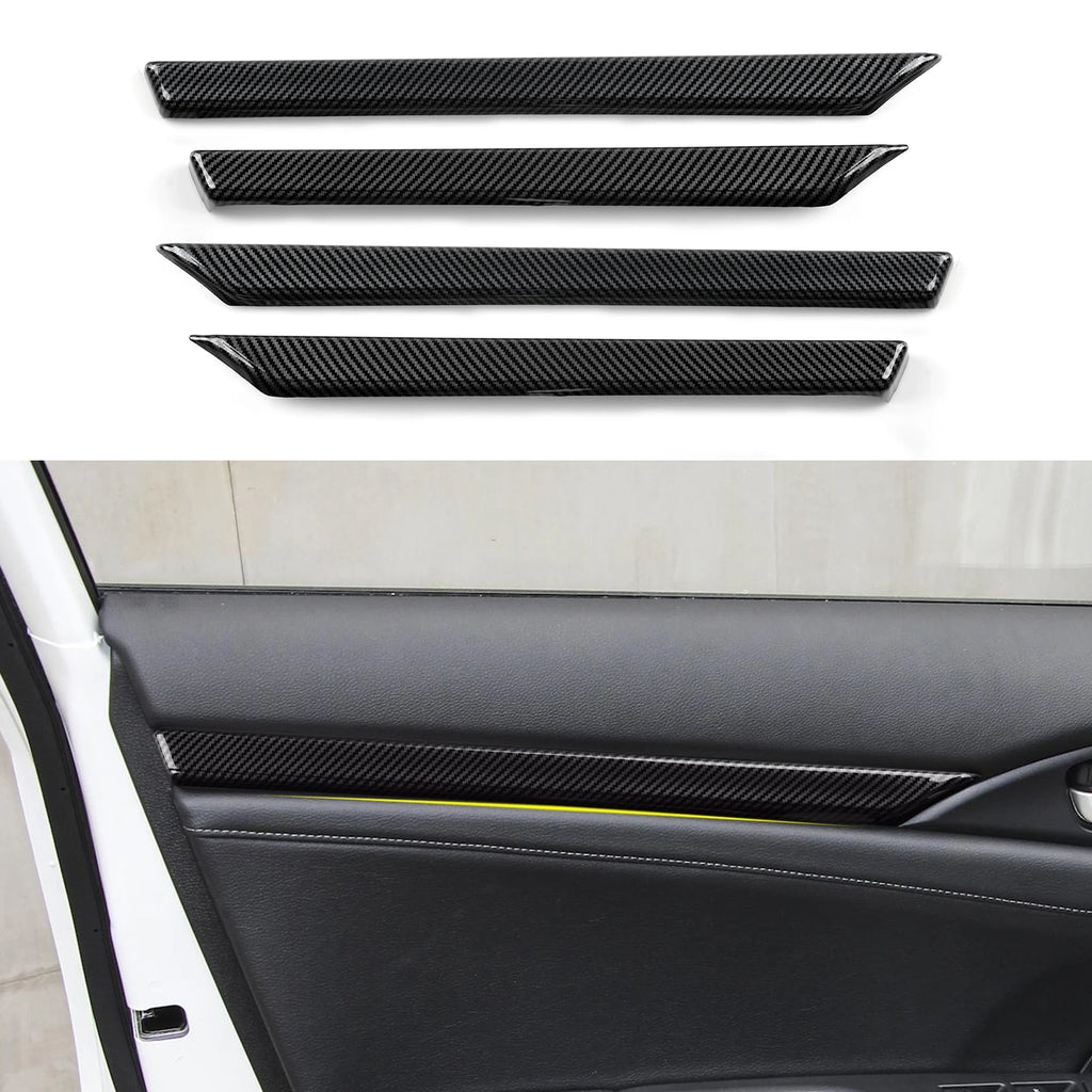 For Honda Civic 10th Gen (2016 -2021) Interior Accessories Car Center Console Gear Shift Panel Carbon Fiber ABS Trim Sticker