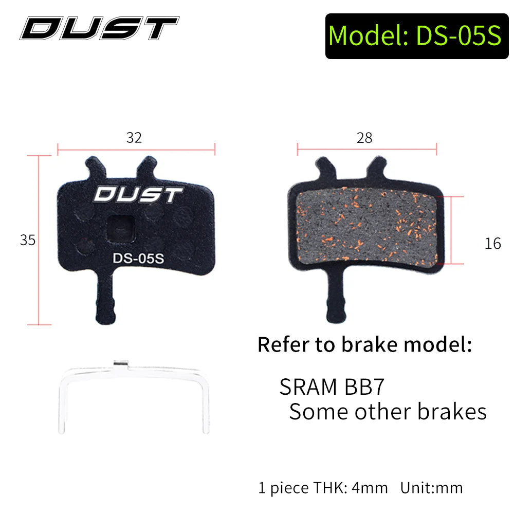 DUST 1Pair Semi-Metal Bicycle Hydraulic Disc Brake Pad MTB Mountain Bike Parts for SHIMANO XT XTR M315 SRAM Avid BB5 BB7 E1 E3