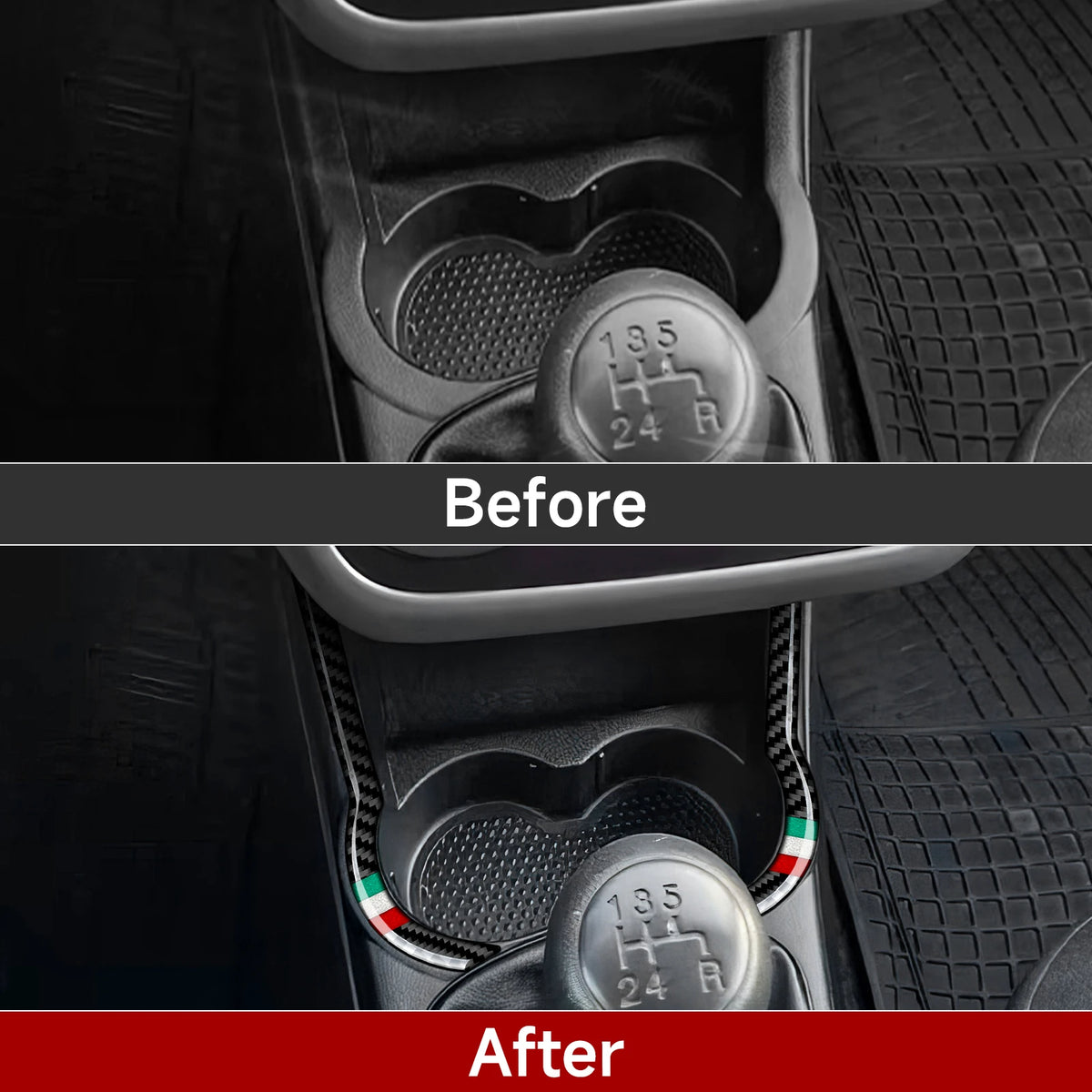 Car Center Console Cup Side Decorative Strips Carbon Fiber S