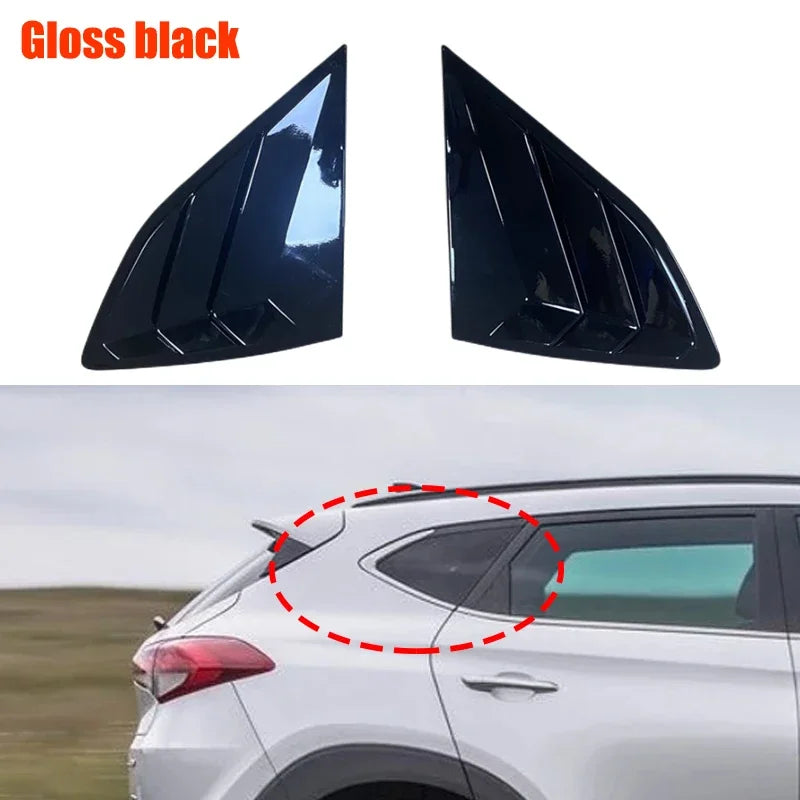For Hyundai Tucson 2016-2020 2Pcs Car Rear Window Side Vent Shutter Louver Cover Trim Black Carbon Fiber Exterior Accessories