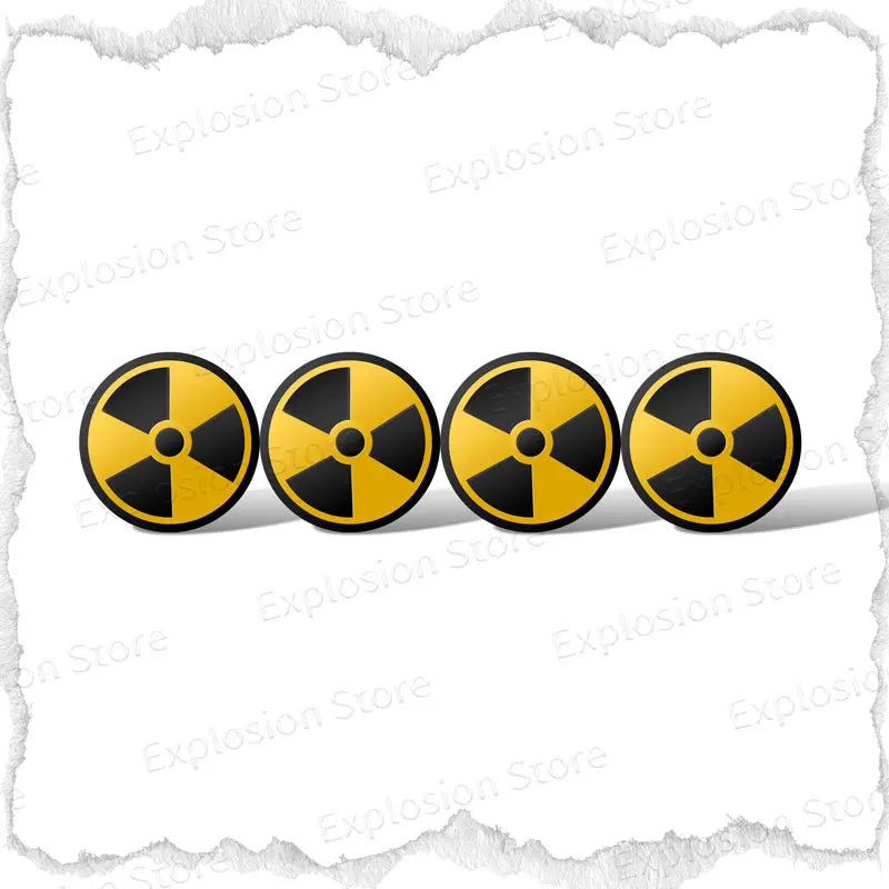 4Pcs 56mm Nuclear Radiation Warning Logo Car Tyre Wheel Center Hub Cap Emblem Decal Badge Stickers Accessories