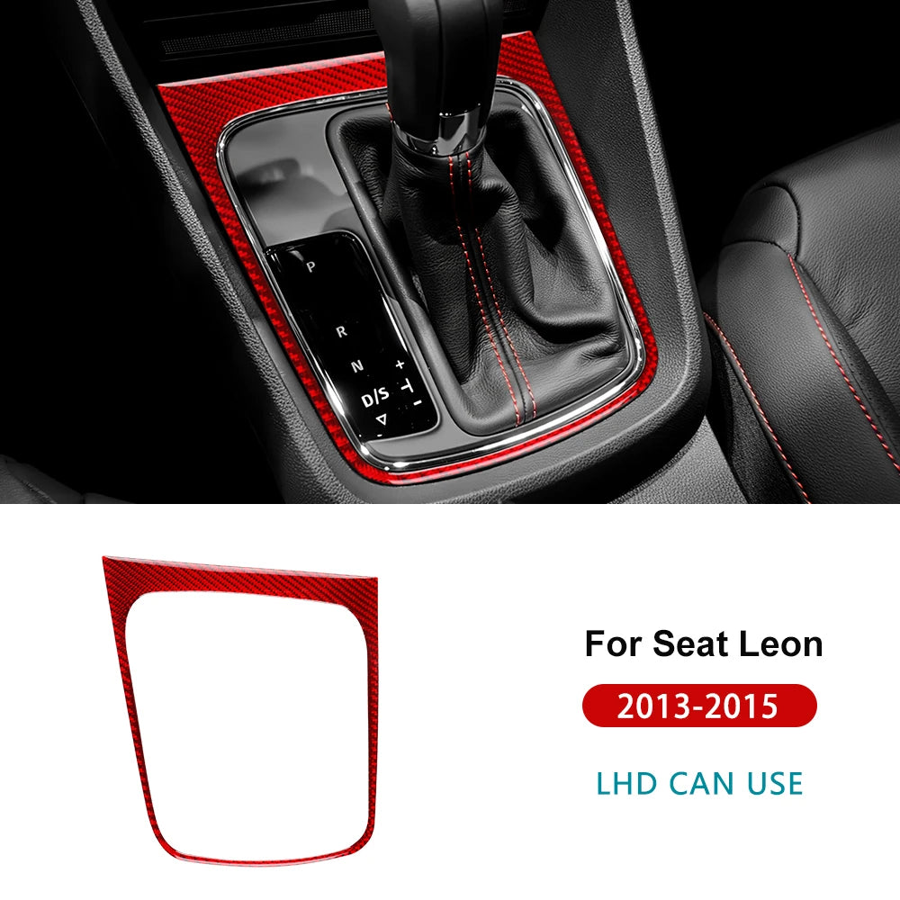 Real Soft Carbon Fiber Sticker For Seat Leon MK3 2013 2014 2015 LHD RHD Car Gear Shift Frame Panel Trim Interior Accessories