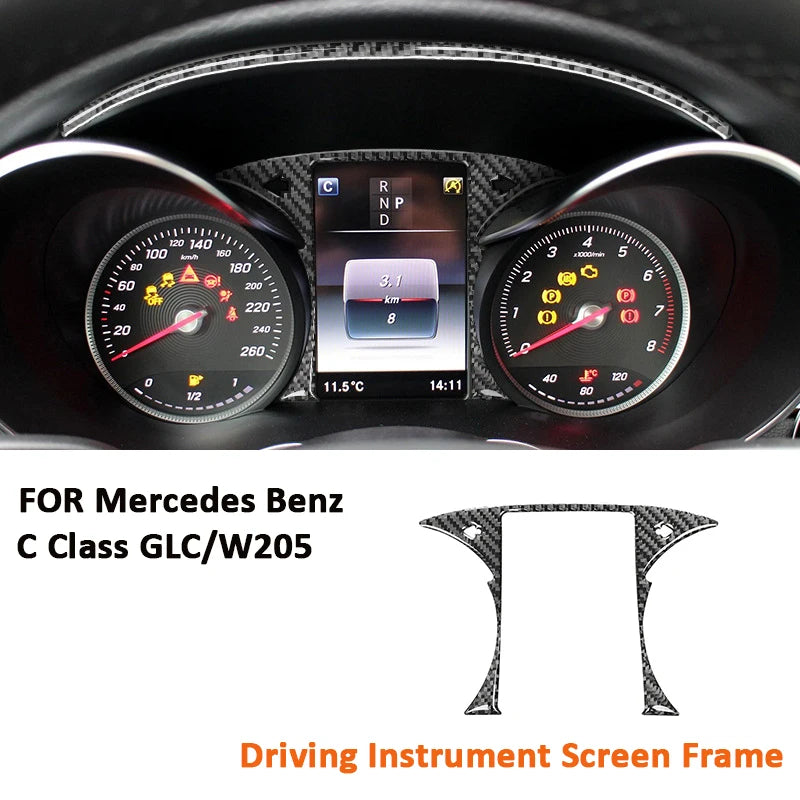 Carbon Fiber Car Instrument Screen Panel Trim Frame Interior Decoration Sticker For Mercedes Benz 2016-2019 C Class GLC W205