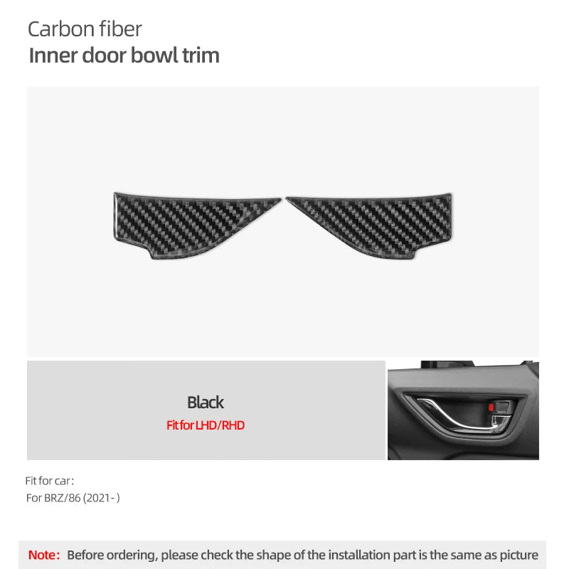 For Subaru BRZ/Toyota GR86 2021- Carbon Fiber Car Interior Door Pull Handle Bowl Panel Trim Protect Stickers Tuning Accessories