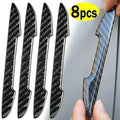 4/8pcs Car Door Protective Sticker Strip Carbon Fiber Look A