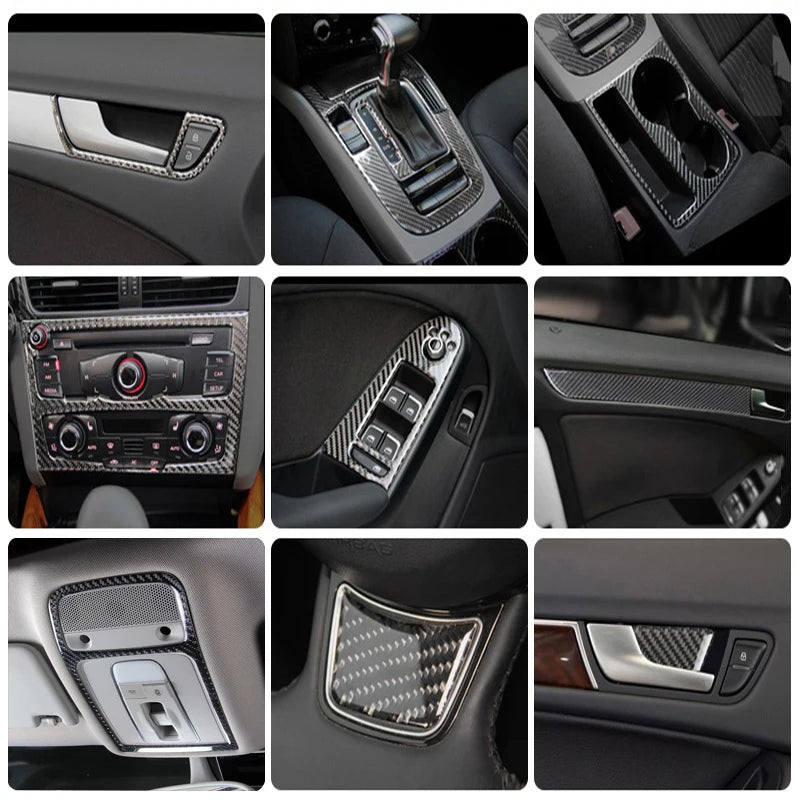 Carbon Fiber For Audi A4 B8 A5 Car Gearshift Air Conditionin
