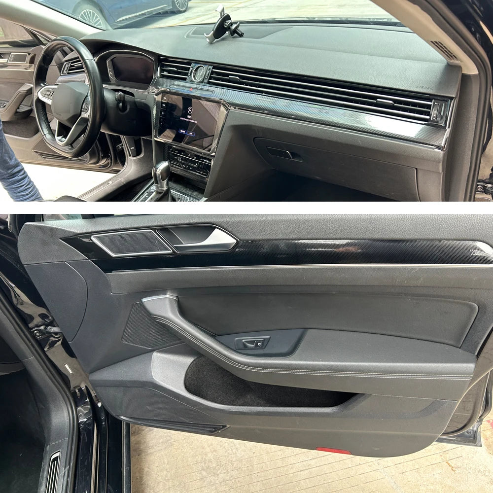 Car Styling Black Carbon Decal Car Window Handrail Panel Cov