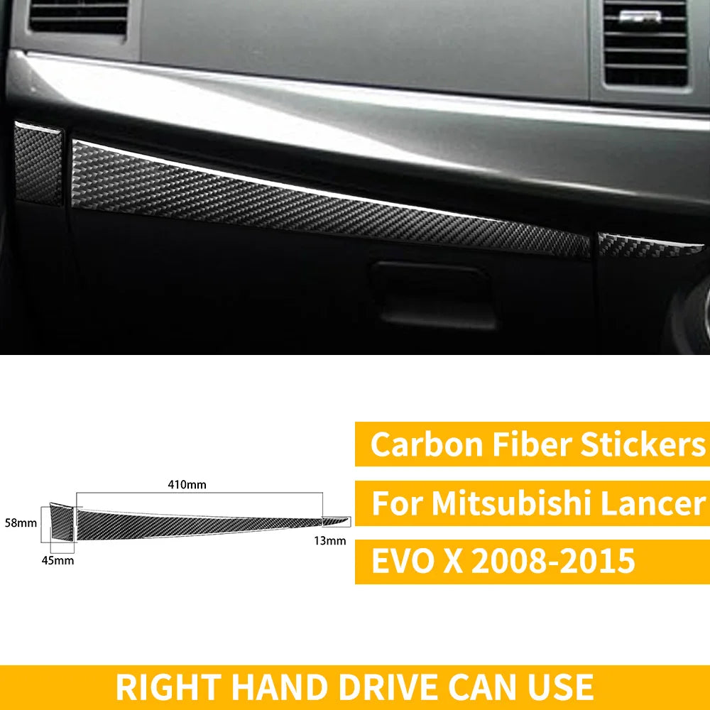 For Mitsubishi Lancer EVO X MR 2008-2015 Carbon Interior Trim Sticker Set Speedometer Window Lifting Storage Car Accessories