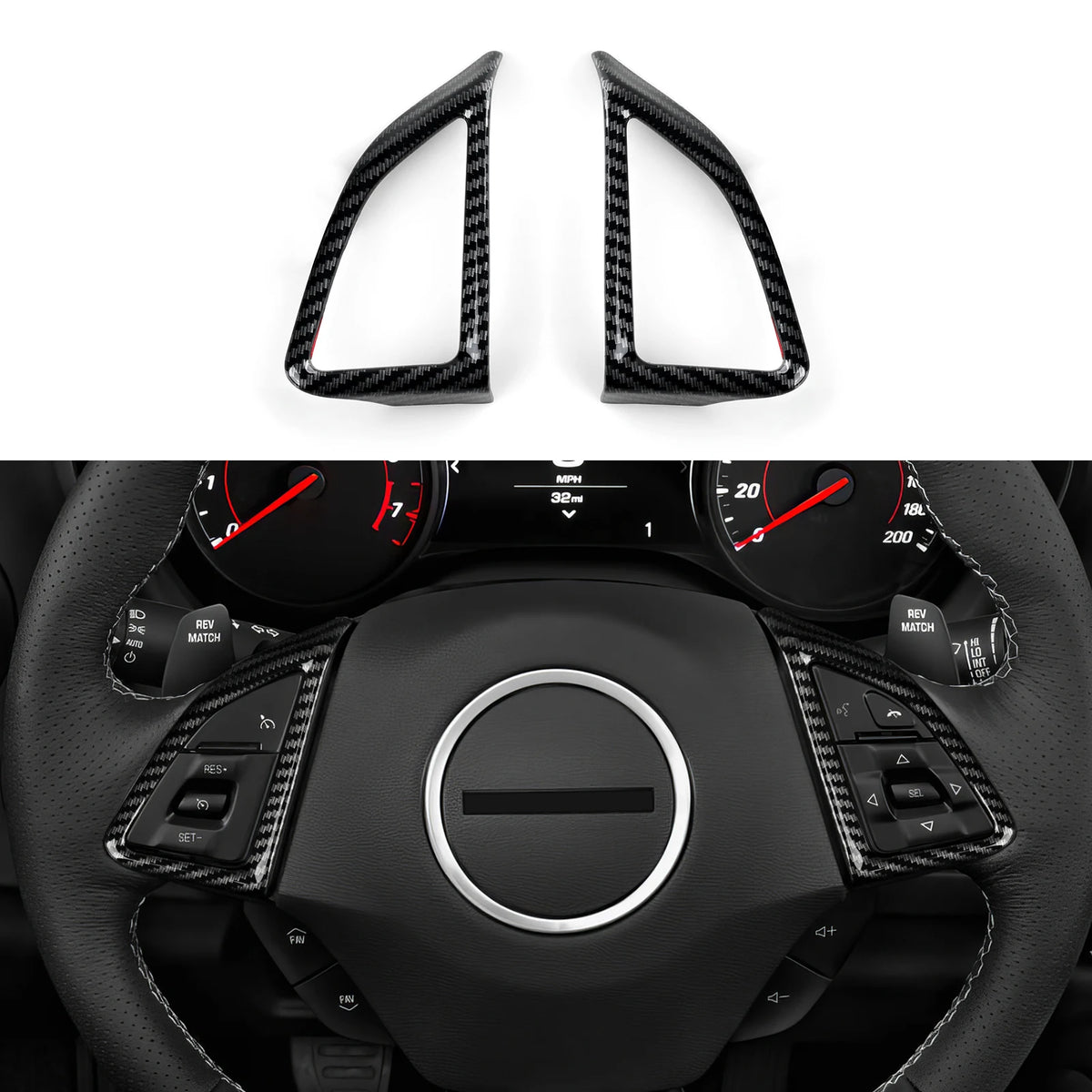 ABS Trim Car Steering Wheel Button Panel Cover Carbon Fiber Interior Sticker For Chevrolet Camaro ZL1 2016-2026 Accessories