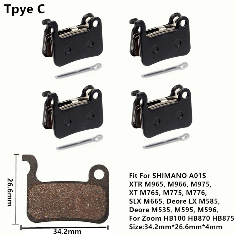 4Pairs Bike MTB Semi-Metallic Disc Brake Pads For Shimano B01S G01S A01S XTR XT SLX Deore Sram Guide Level HRD Red Etap Magura