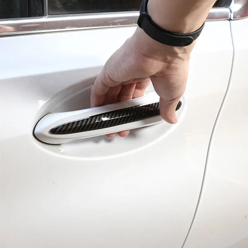 4Pcs/set ABS Car Door Handle Molding Cover Trim Carbon Fiber