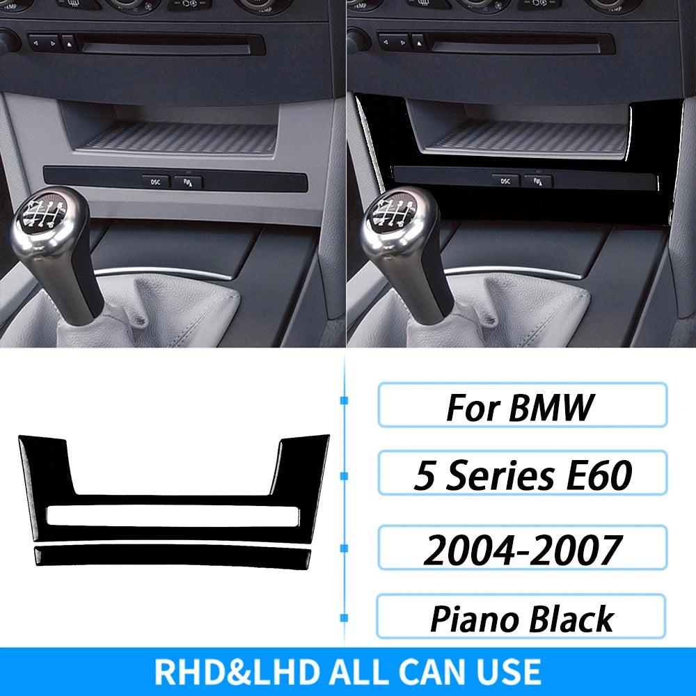 For BMW 5 Series E60 2004-2007 Piano Black Gear Shift Steering Wheel Air Outlet Panel Set Trim Car Interior Accessories Sticker