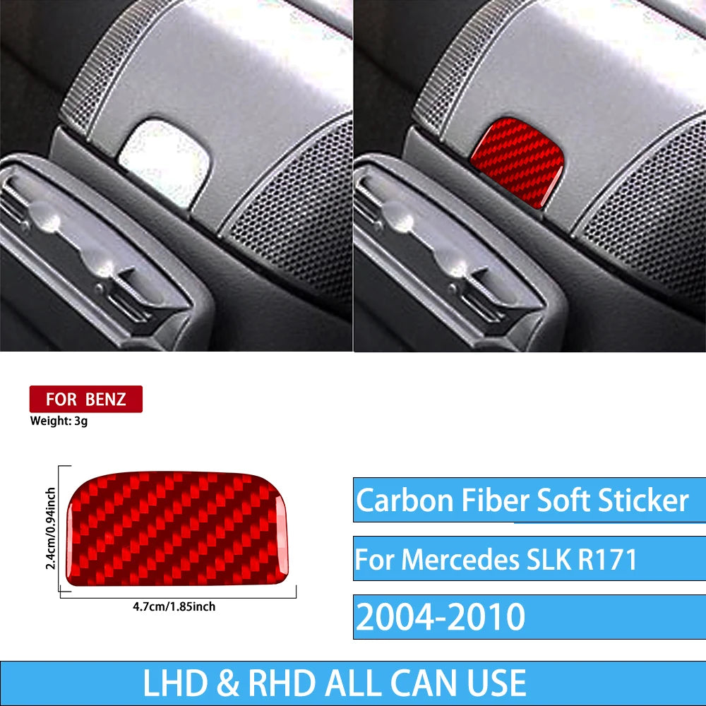 Real Carbon Fiber Car Accessories Storage Trim Cover Soft Sticker For Mercedes Benz SLK R171 2004 2005 2006 2007 2008 2009 2010