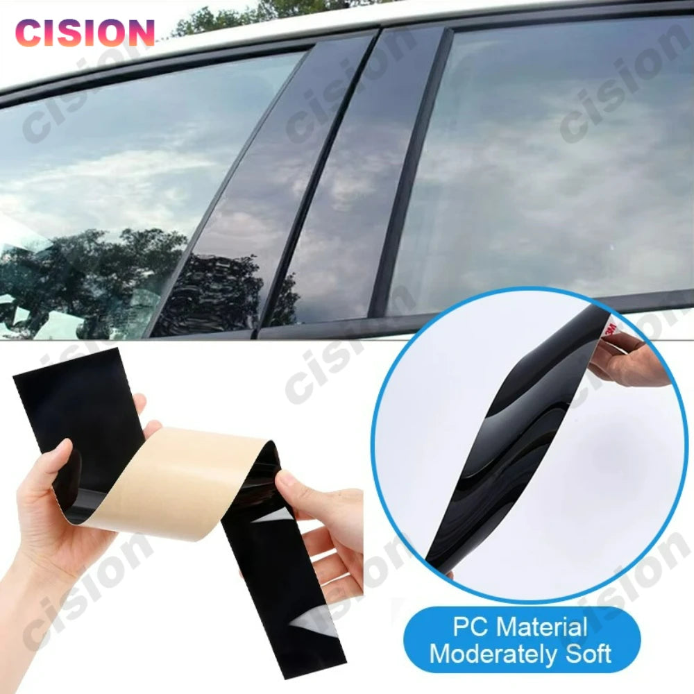 Chrome Black Carbon Fiber Car Door Center B C Pillar Post Co