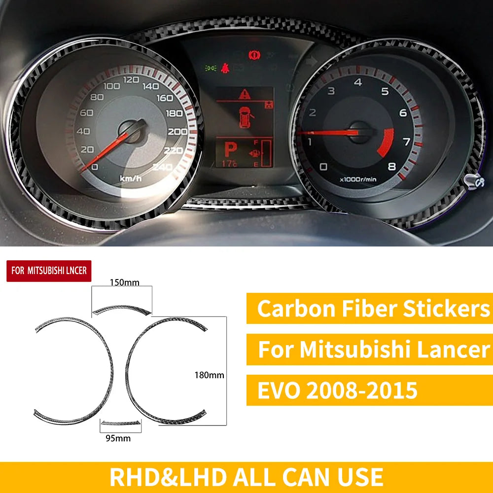 For Mitsubishi Lancer EVO X MR 2008-2015 Carbon Interior Trim Sticker Set Speedometer Window Lifting Storage Car Accessories