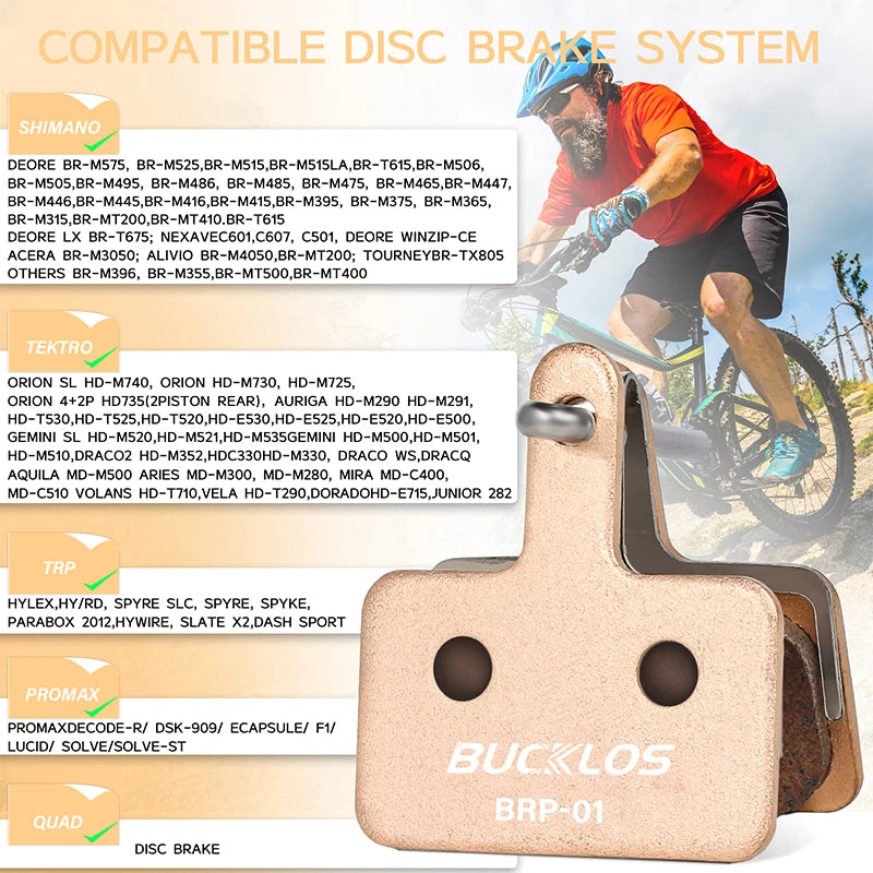 BUCKLOS Sintered-Metal MTB Brake Pads for B01S B05S Bicycle 
