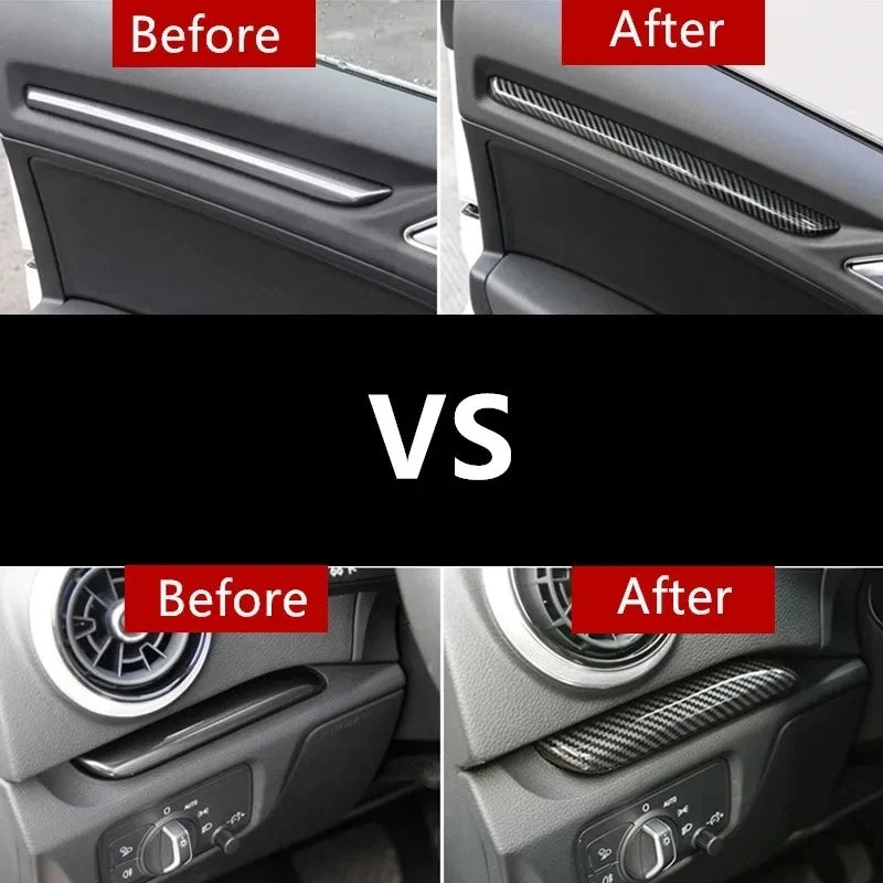 Carbon Fiber Style Dashboard Decoration Cover Trim For Audi 
