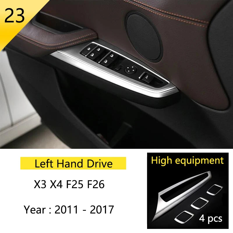 Accessories for BMW X3 X4 F25 F26 Car Inner Gearshift Air Conditioning CD Panel Door Armrest Cover Trim Decorative Car Stickers