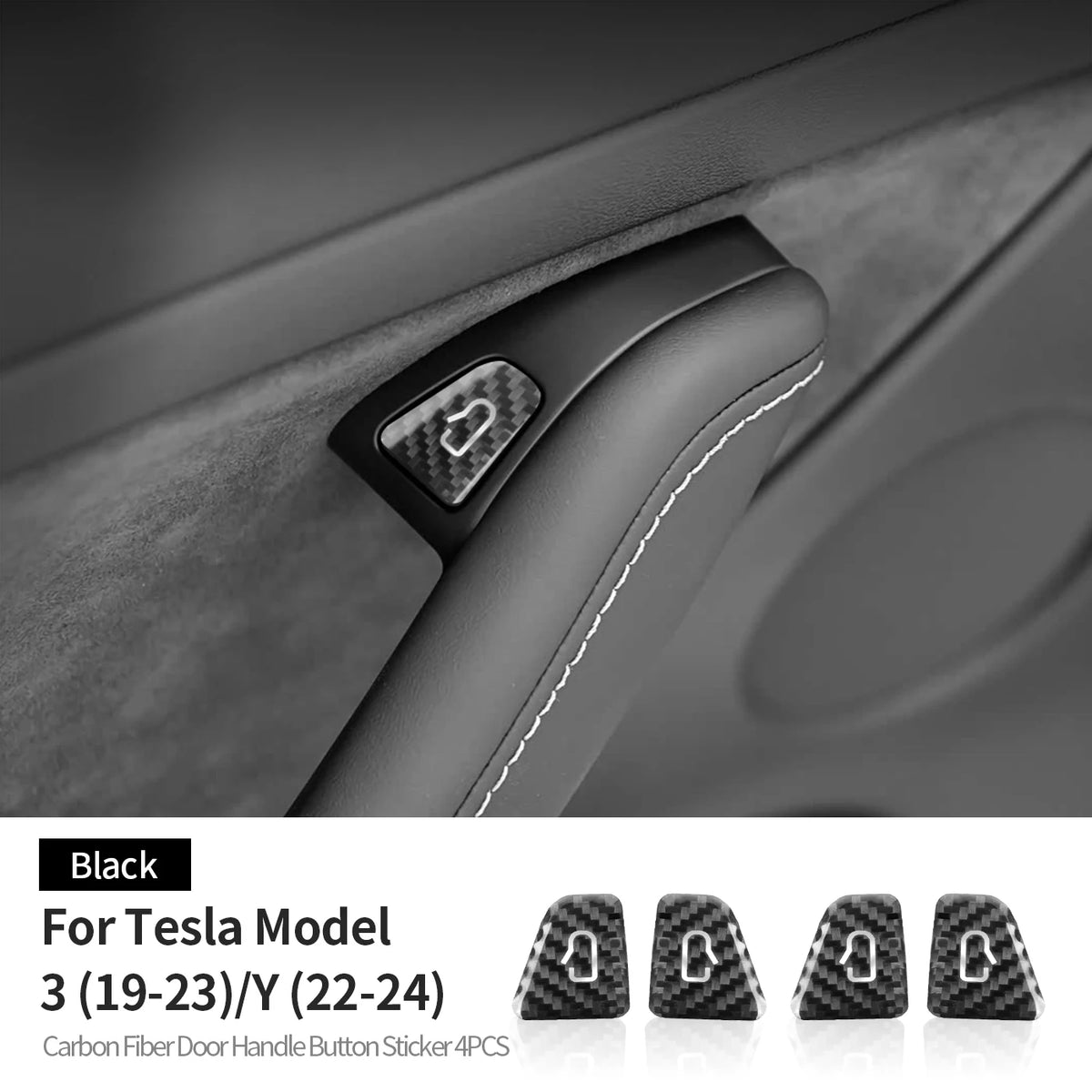 For Tesla Model3/Y/YL Juniper Carbon Fiber Car Interior Door Switch Button Protection Trim Stickers Anti Scratch Car Accessories