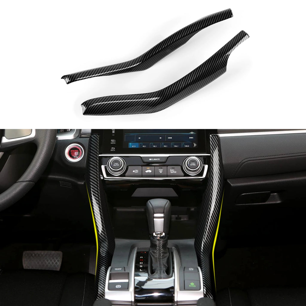 For Honda Civic 10th Gen (2016 -2021) Interior Accessories Car Center Console Gear Shift Panel Carbon Fiber ABS Trim Sticker