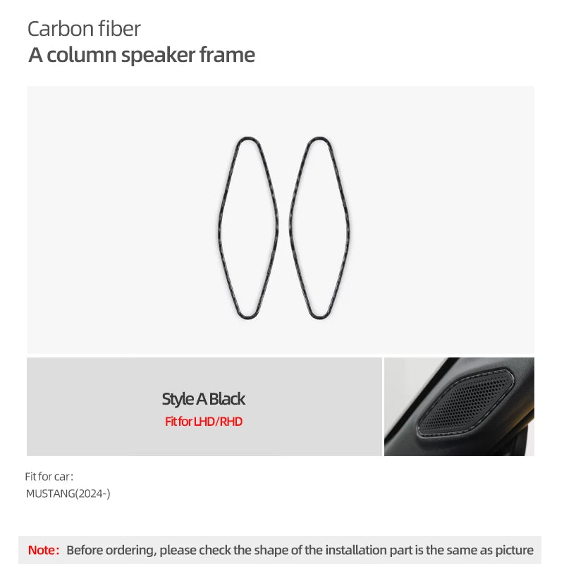 Carbon Fiber Auto A-Pillar Speaker Panel Cover Trim Sticker For Ford Mustang GT 2024 2025 Car Interior Decor Tuning Accessories