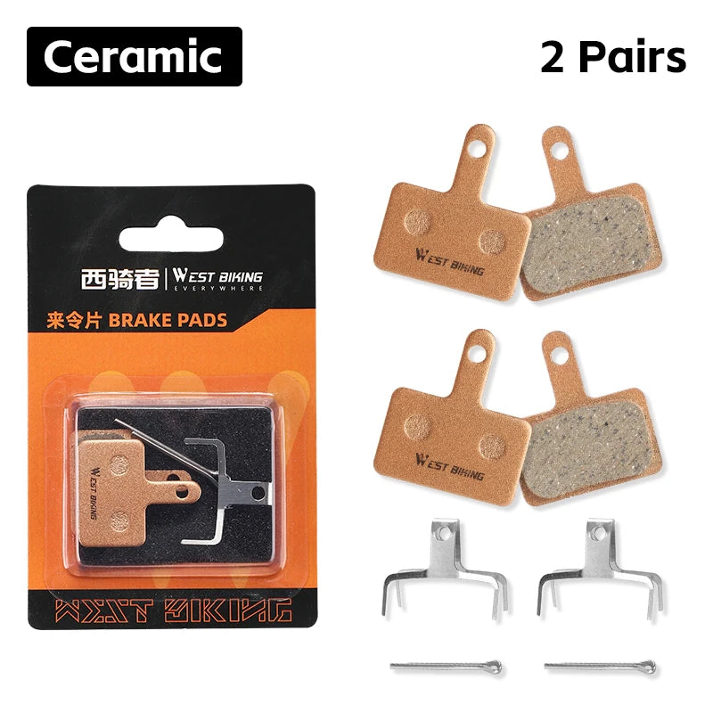 WEST BIKING Resin Ceramic Bike Brake Pads For Shimano Mt200 M515 C501 C601 1/2/4/6/8 Pair Wear-resistant Road Bicycle Brake Pads